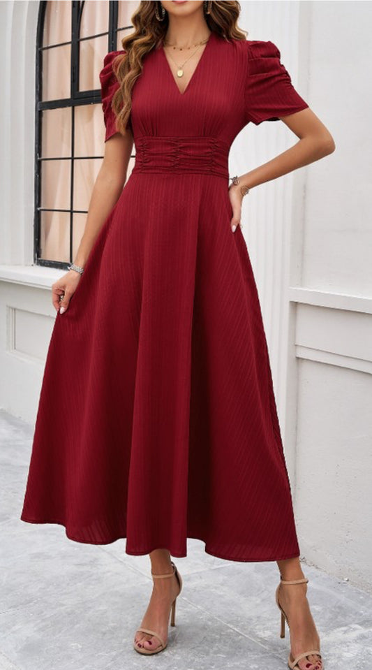 Roxy Waisted Maxi Dress- Wine